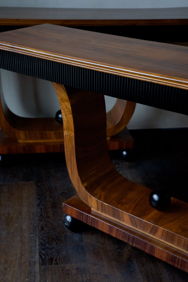 Pair of Art Deco Walnut Console Tables