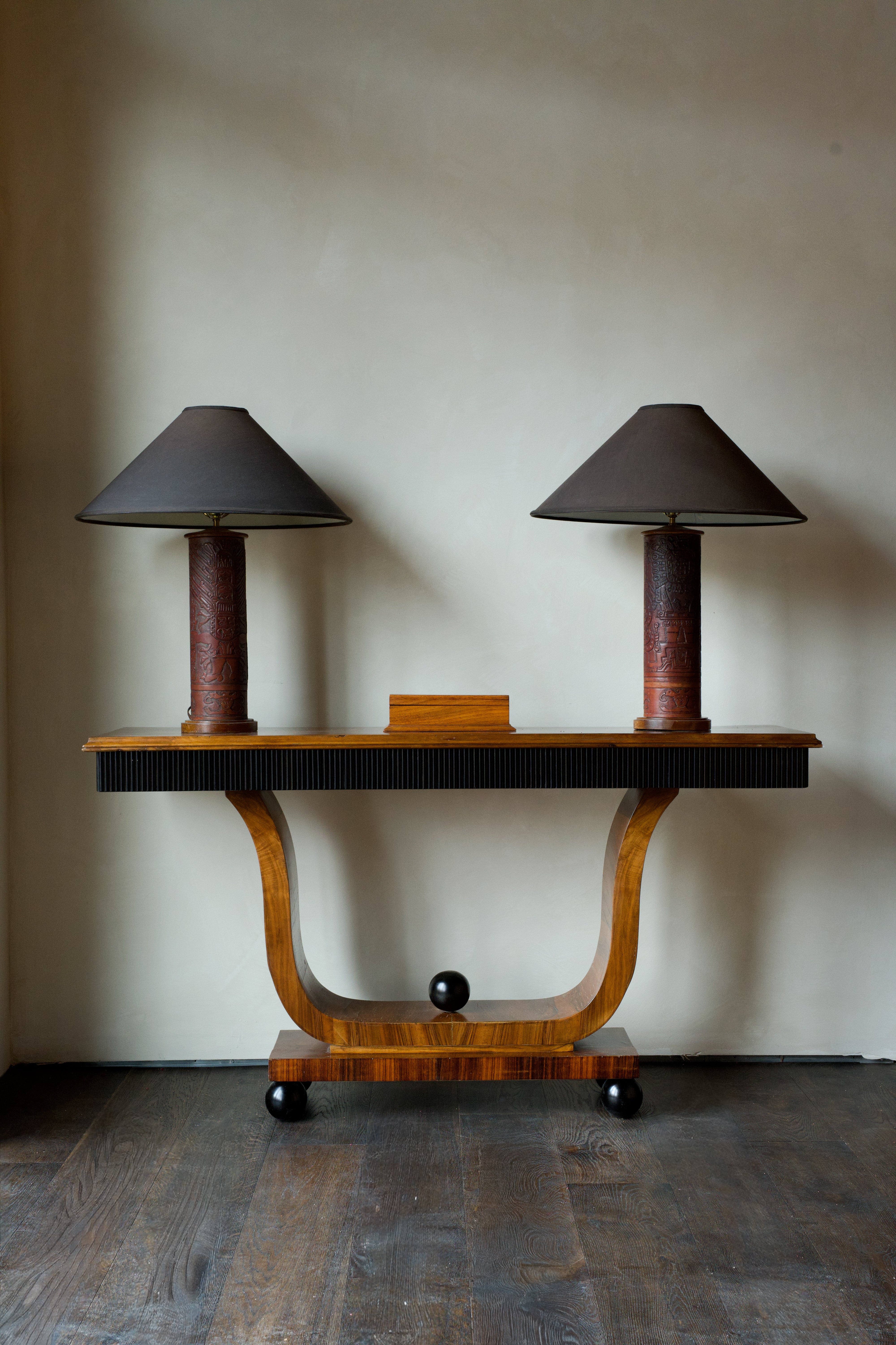 20th Century Tooled Leather Table Lamps