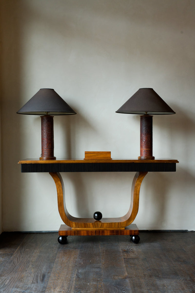 20th Century Tooled Leather Table Lamps