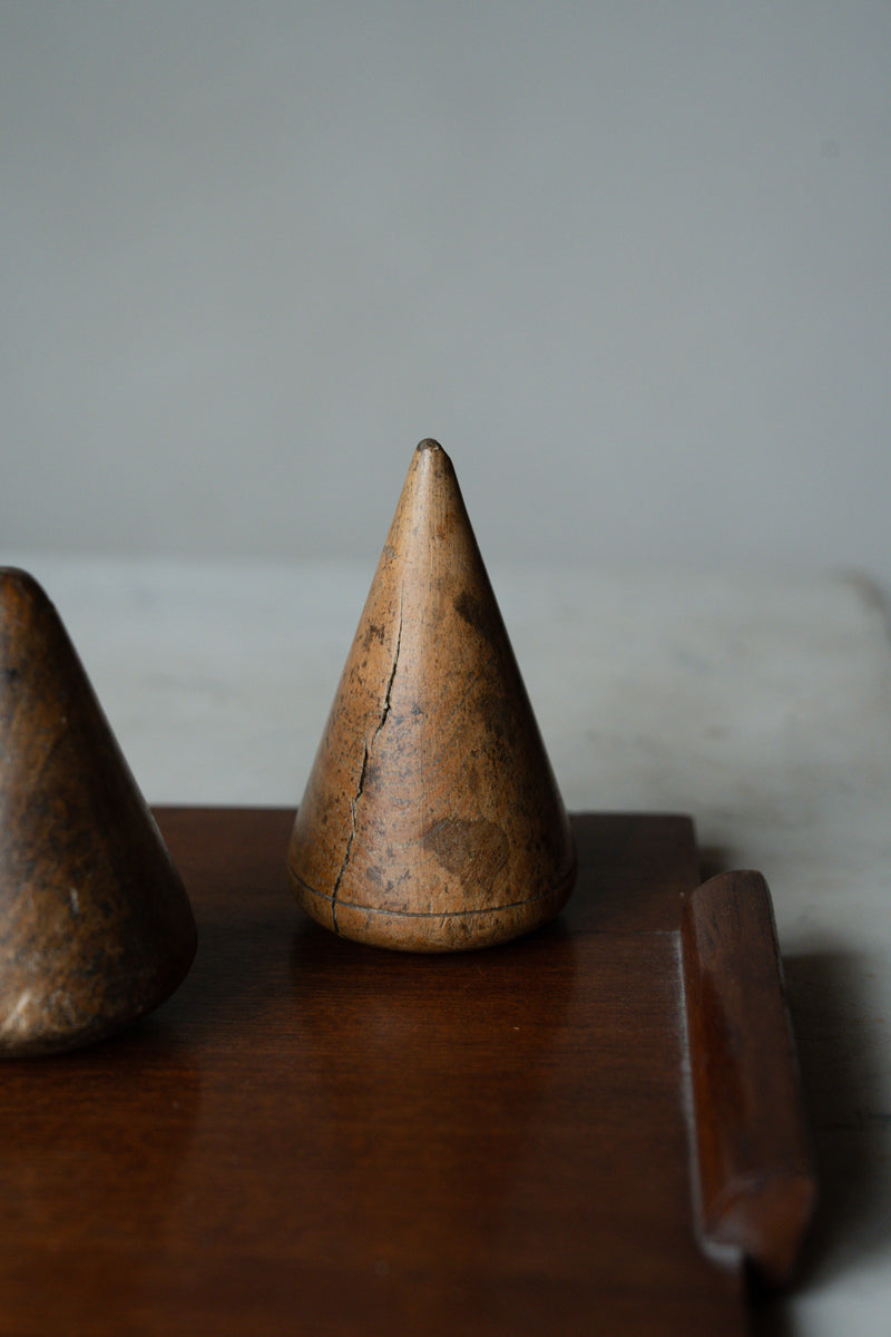 Vintage Pair of Turned Wooden Objects