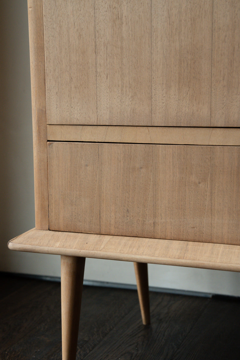 Italian Midcentury Oak Bar Cabinet