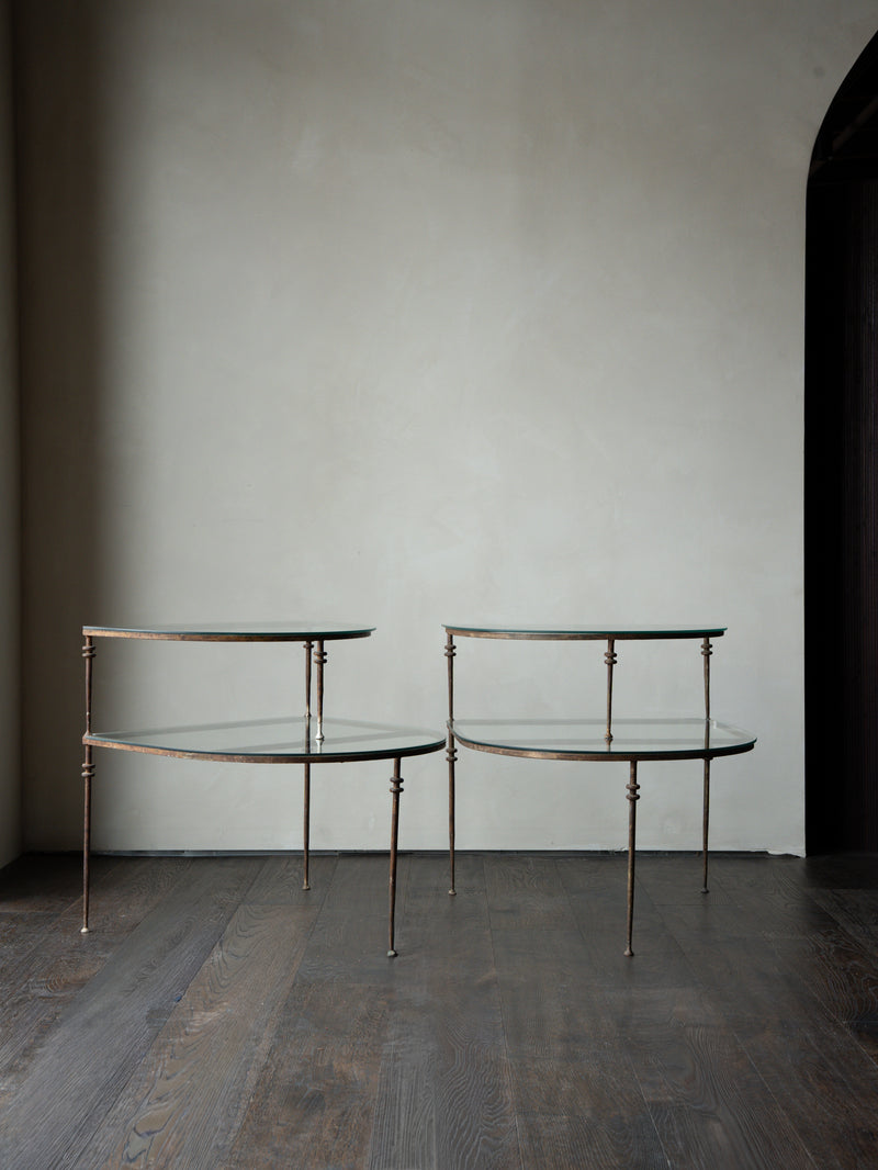 Iron Tiered Tables in manner of Giacometti, Pair