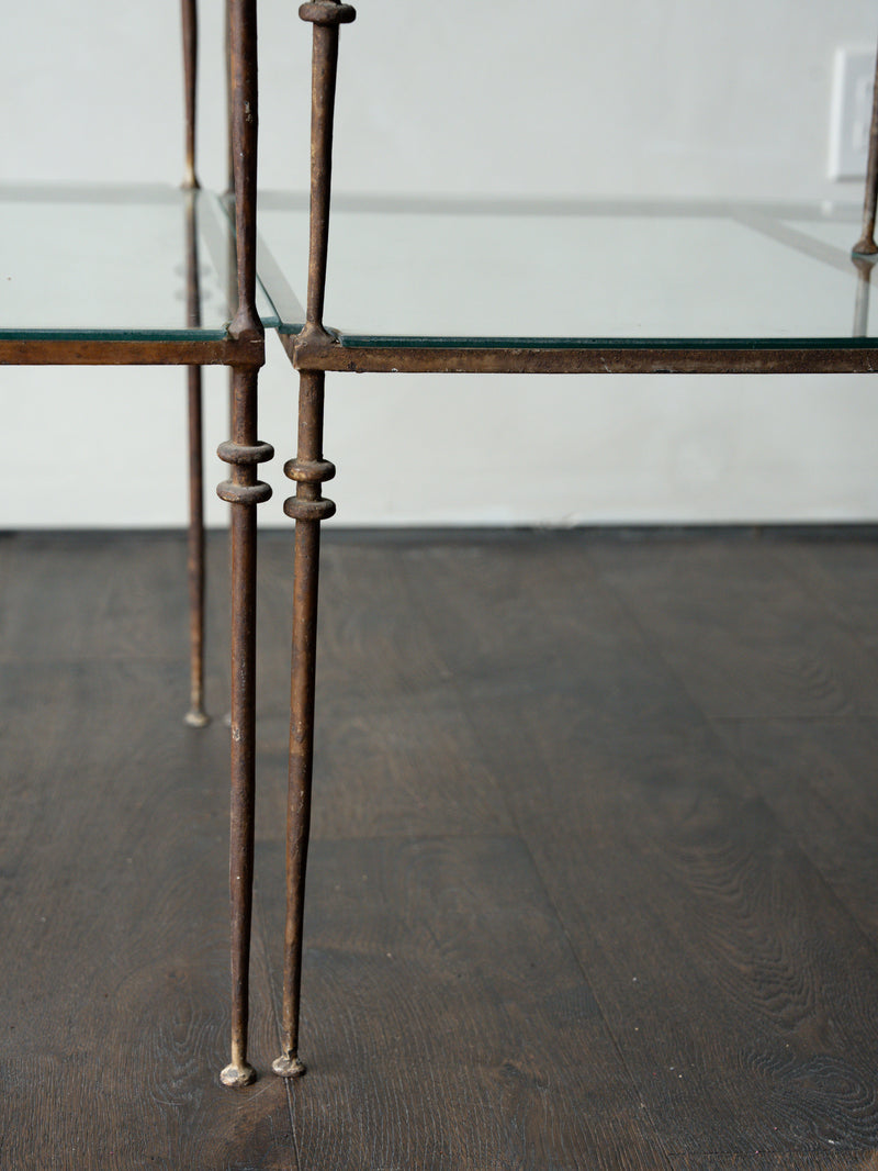 Iron Tiered Tables in manner of Giacometti, Pair