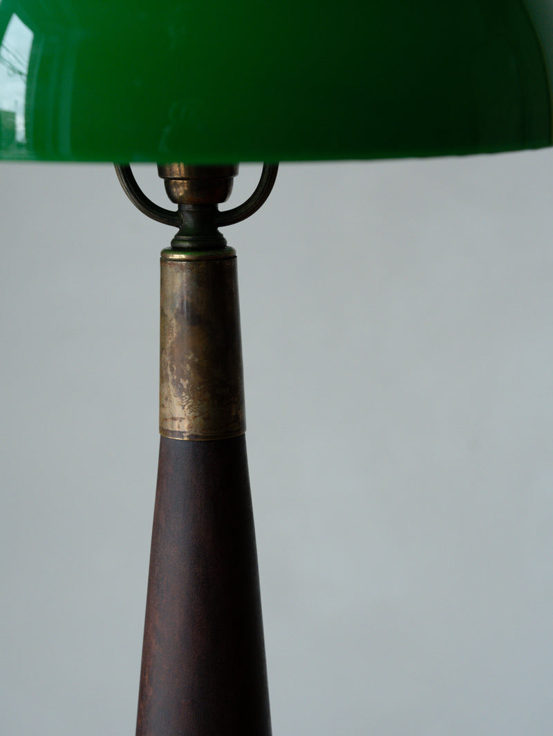 German Green Glass Lamp, c 1910