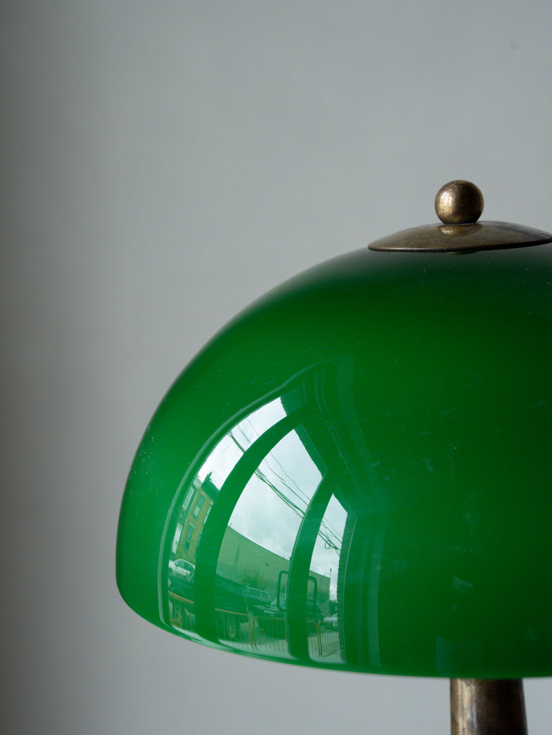 German Green Glass Lamp, c 1910