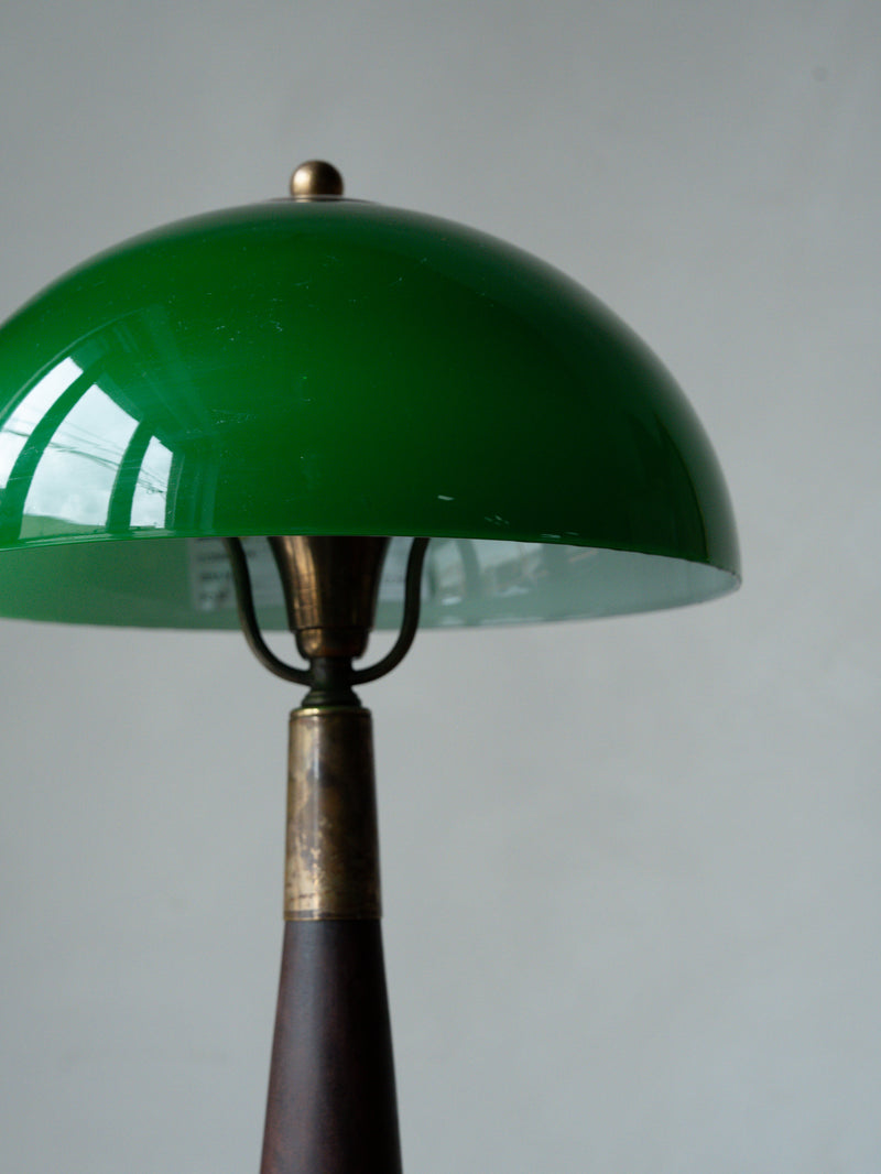 German Green Glass Lamp, c 1910