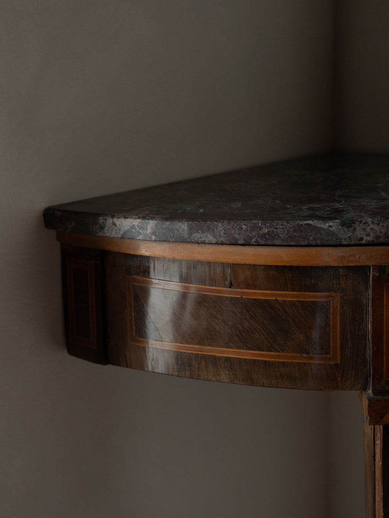 18th c Genoa Louis 17th style corner tables, Pair