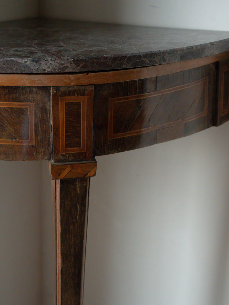 18th c Genoa Louis 17th style corner tables, Pair