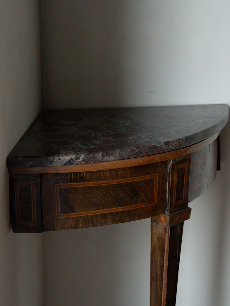 18th c Genoa Louis 17th style corner tables, Pair