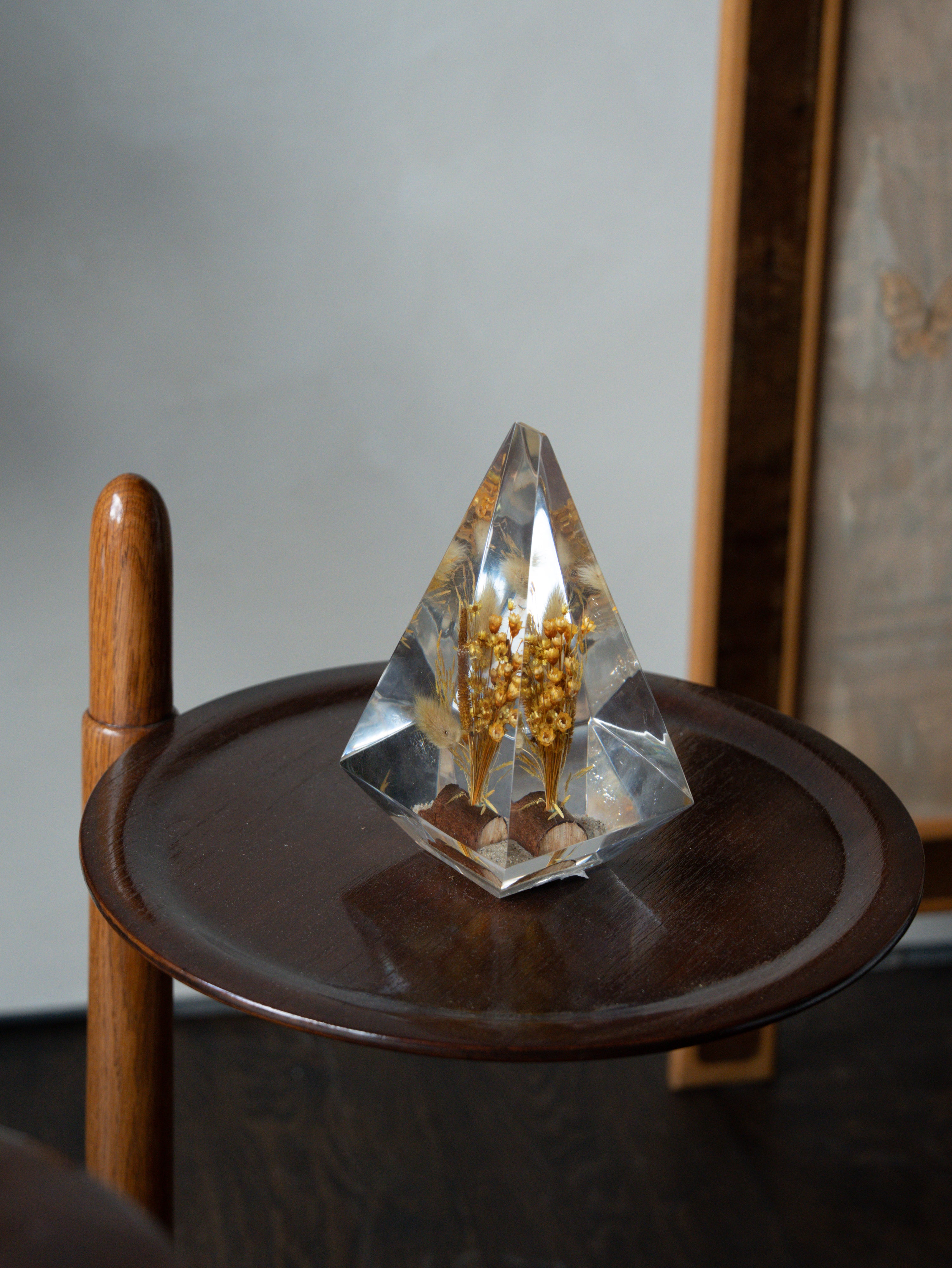 Midcentury Lucite Floral Pyramid