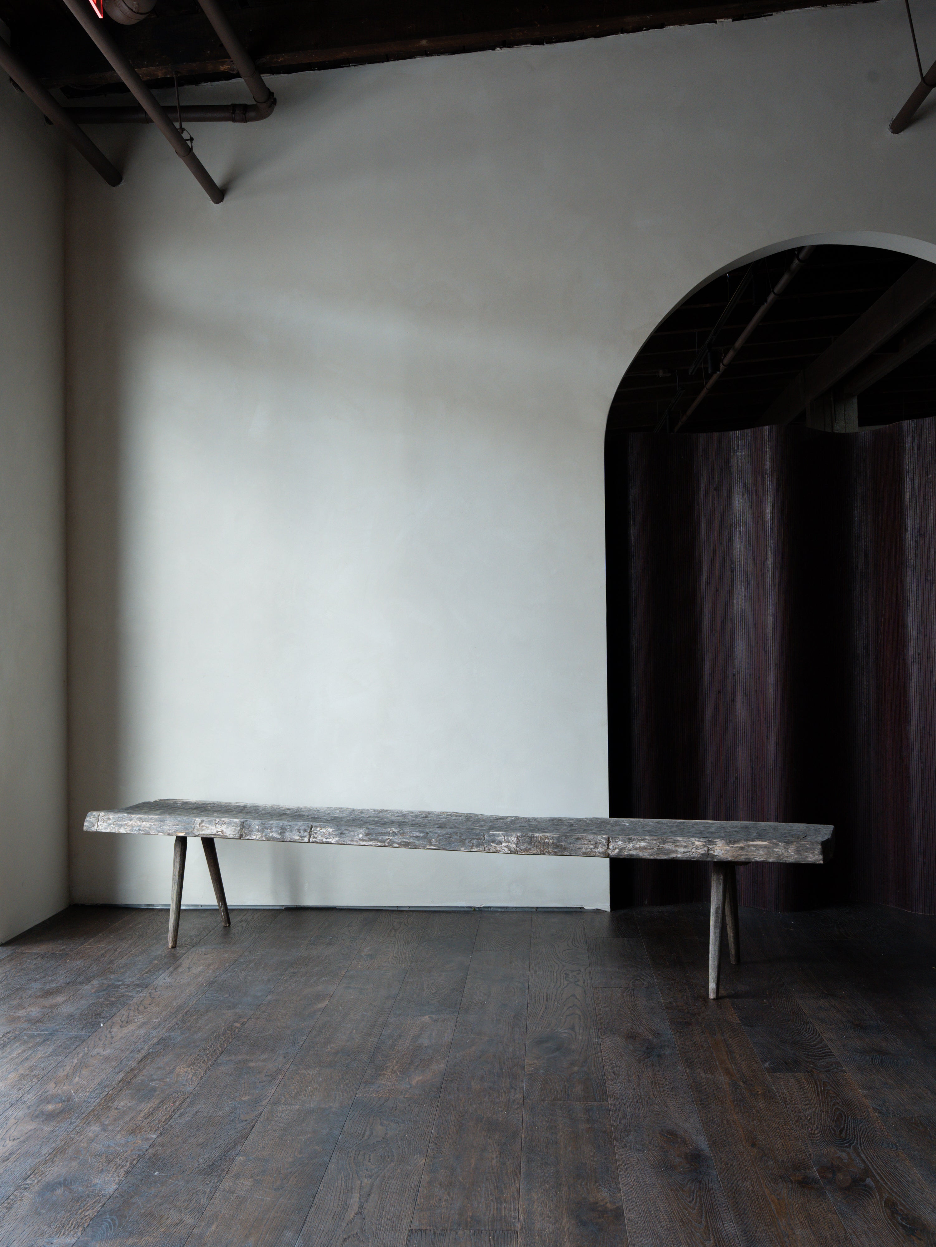 Antique Italian 8' Rustic Wood Bench