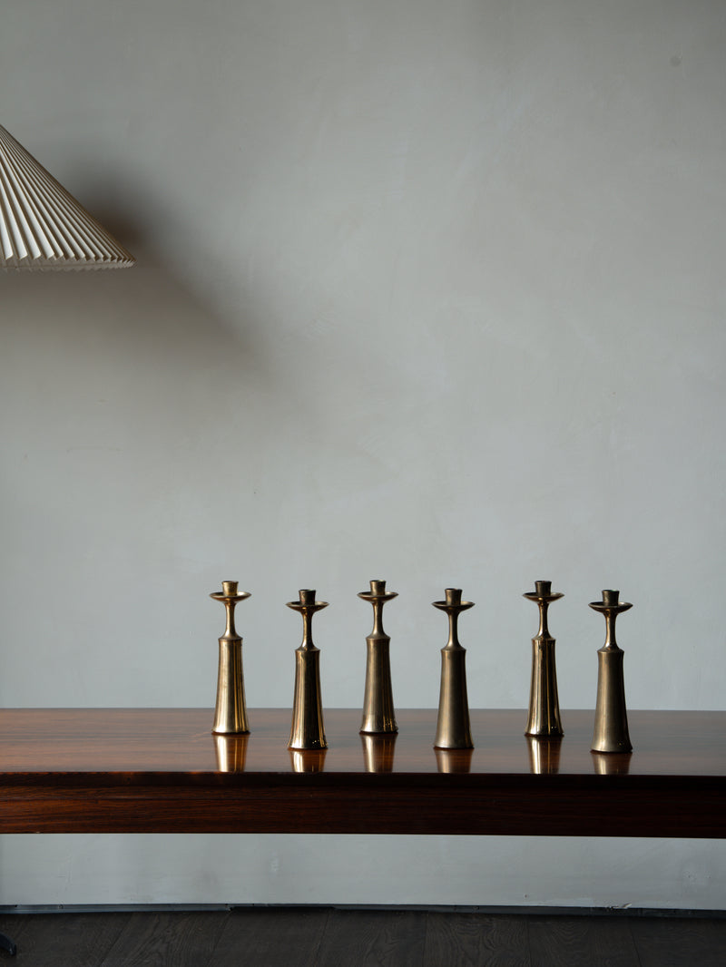 Brass Candlesticks by Jens Quistgaard for Dansk, Set of 6