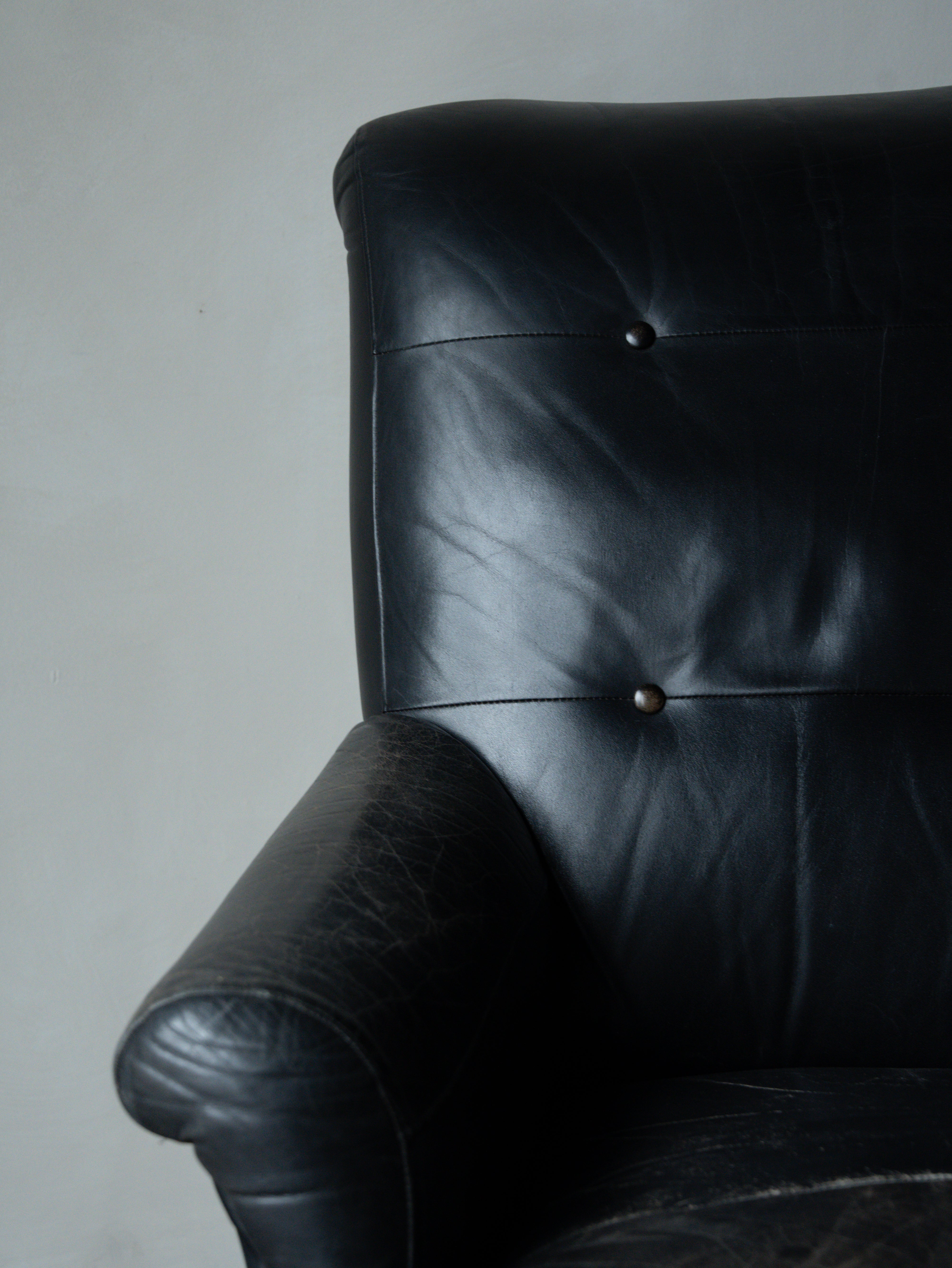 Danish Leather Armchair in the style of Frits Henningsen, c. 1960