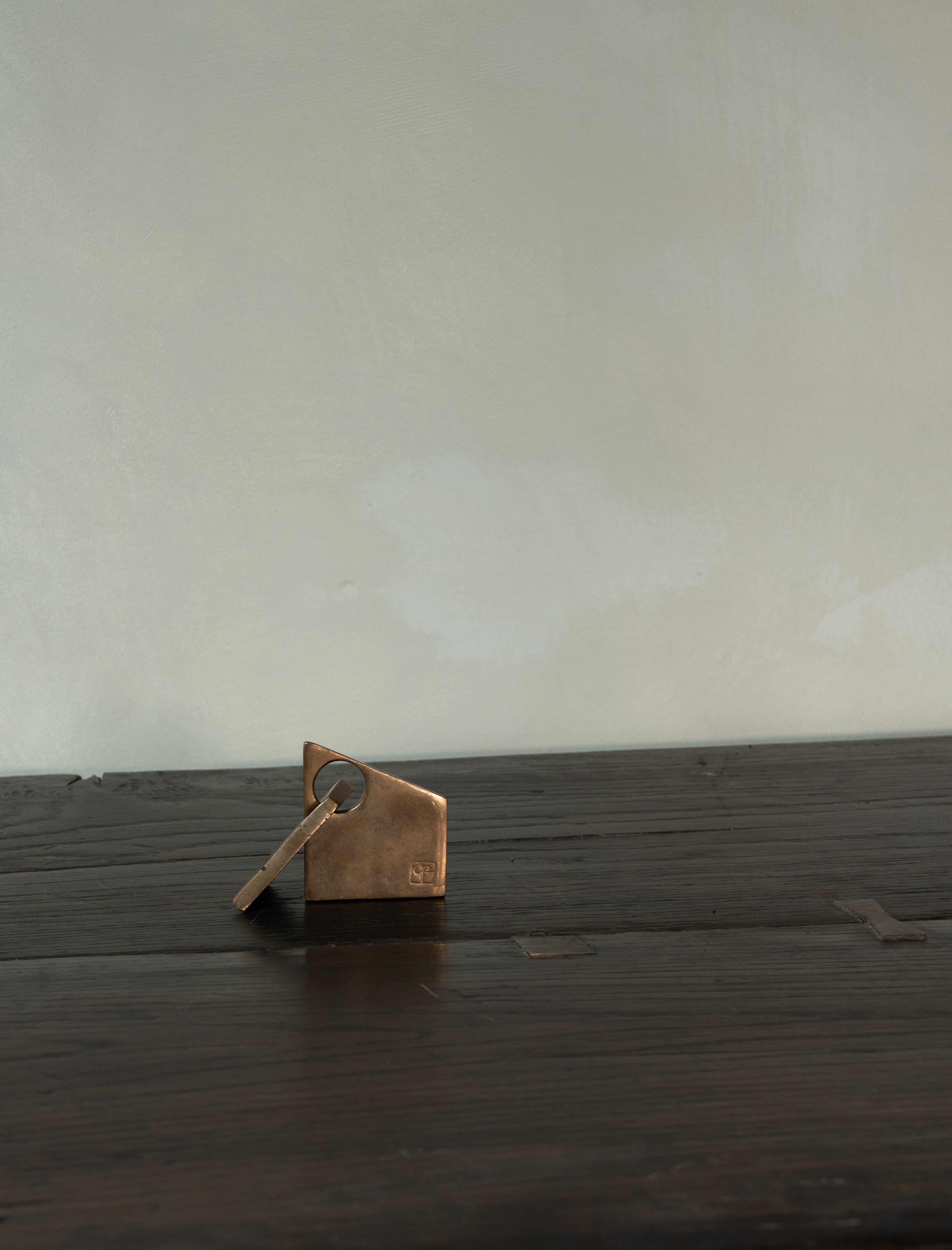 Brass Sculptural Object with Pivoting Arm