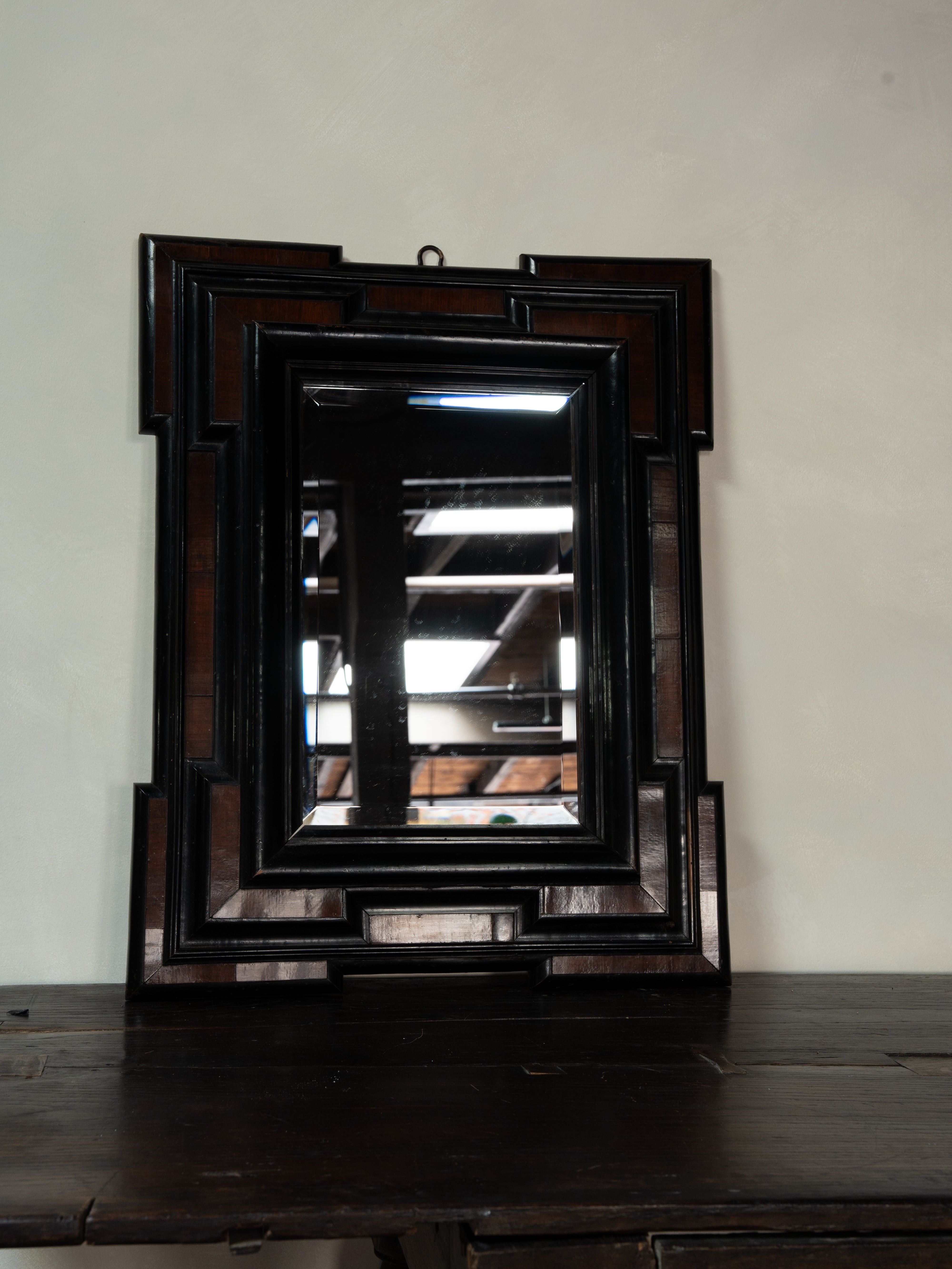 Geometric Ebonized Wood Mirror