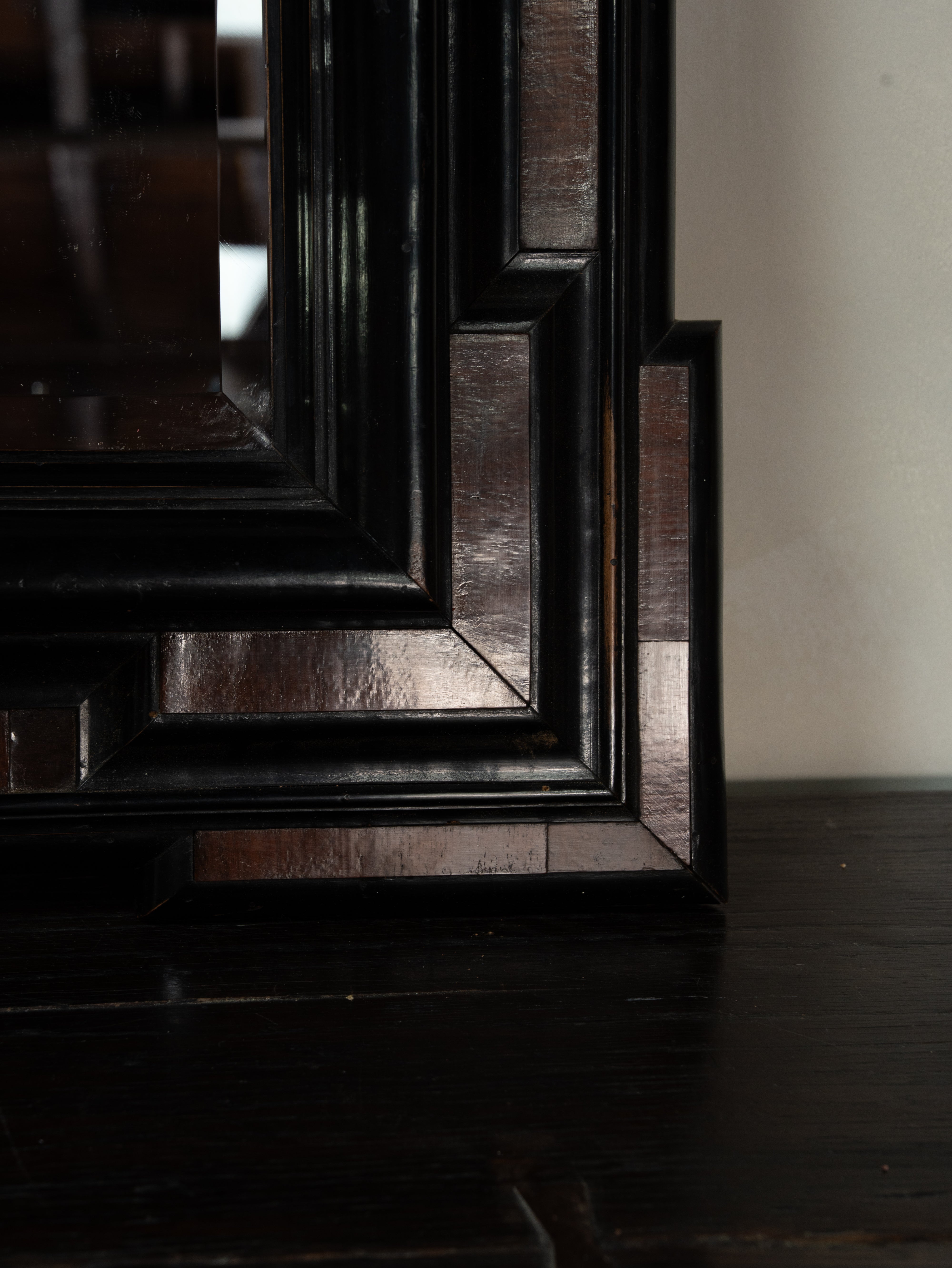 Geometric Ebonized Wood Mirror