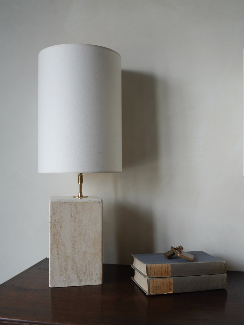 Travertine Bedside Lamps, Pair