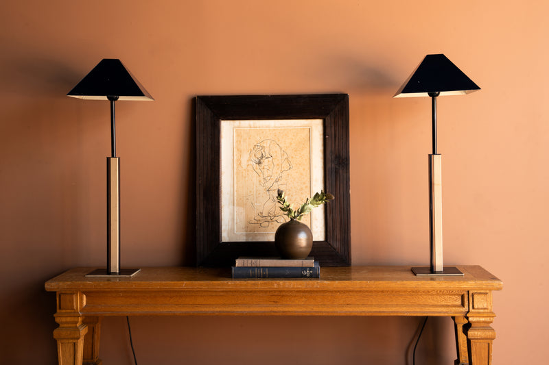 Art Deco Steel Table Lamps, Pair
