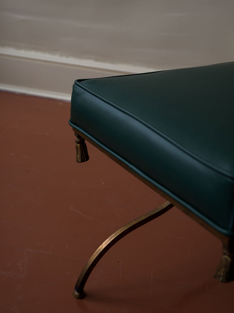 Vintage Leather and Gilt Metal Stool