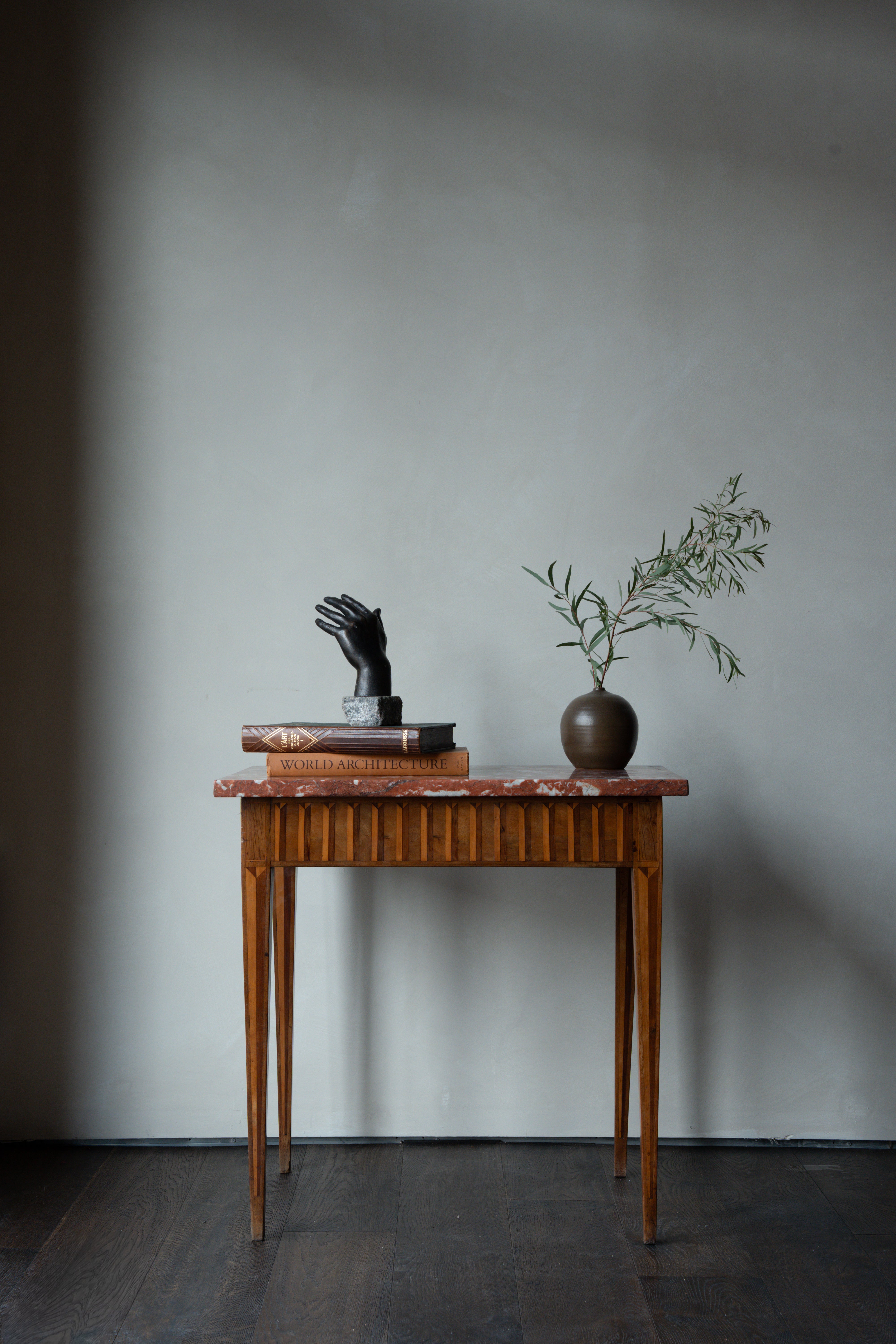 Marble Top Inlaid Console Table