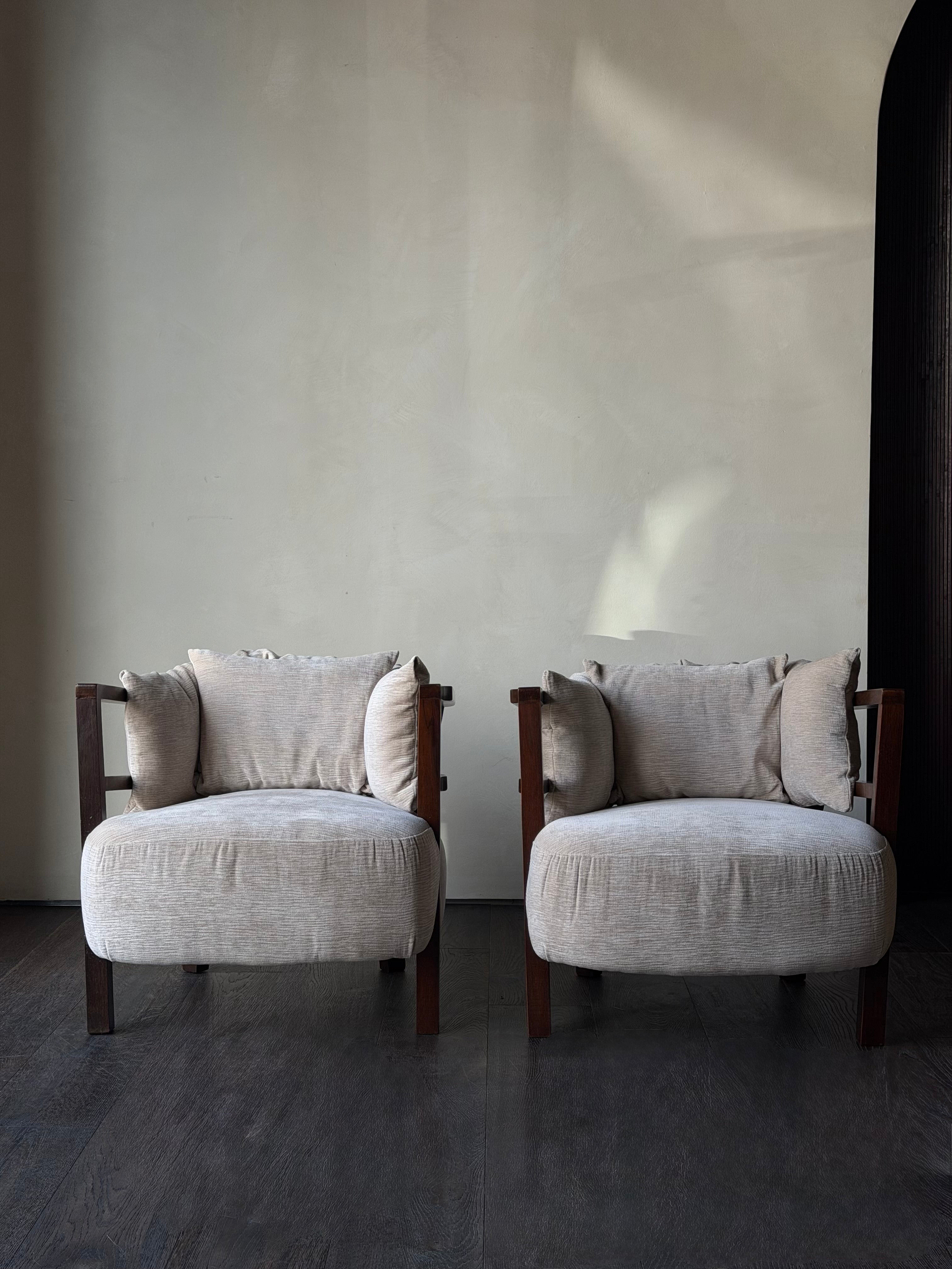 European Modernist Lounge Chairs, Pair