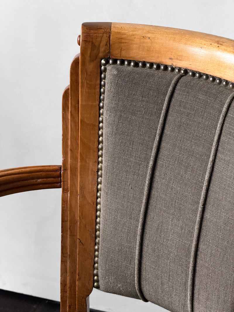 Italian Walnut Armchairs c. 1940s, Pair
