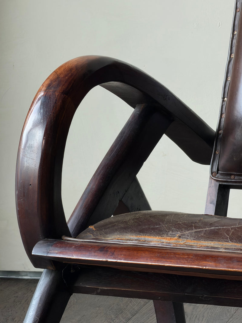 Walnut Campaign Folding Armchair