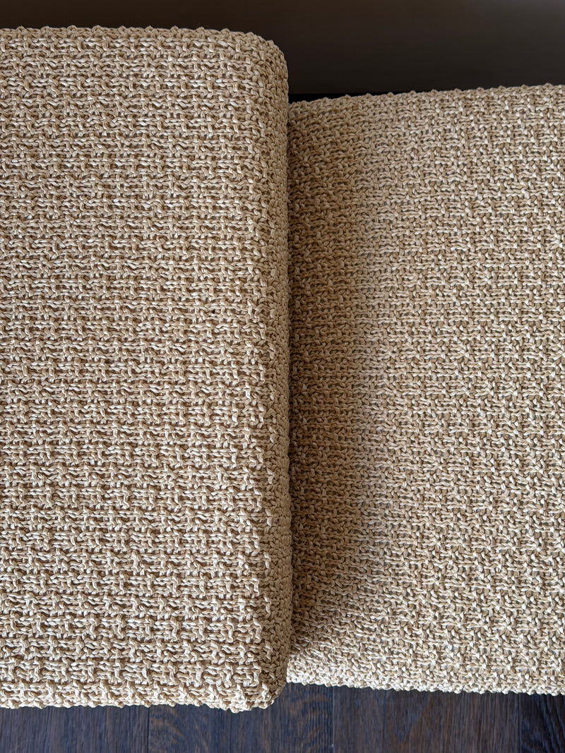 Long Raffia Upholstered Bench