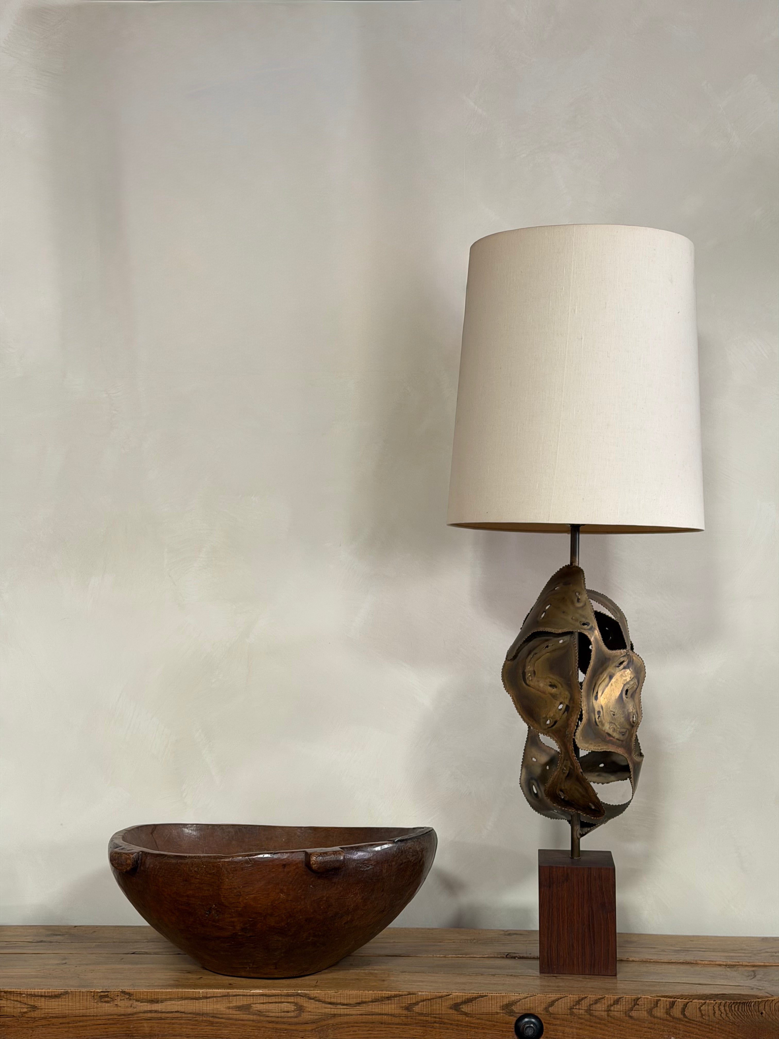 Bijan Setarrah Brutalist Brass Lamp for Laurel
