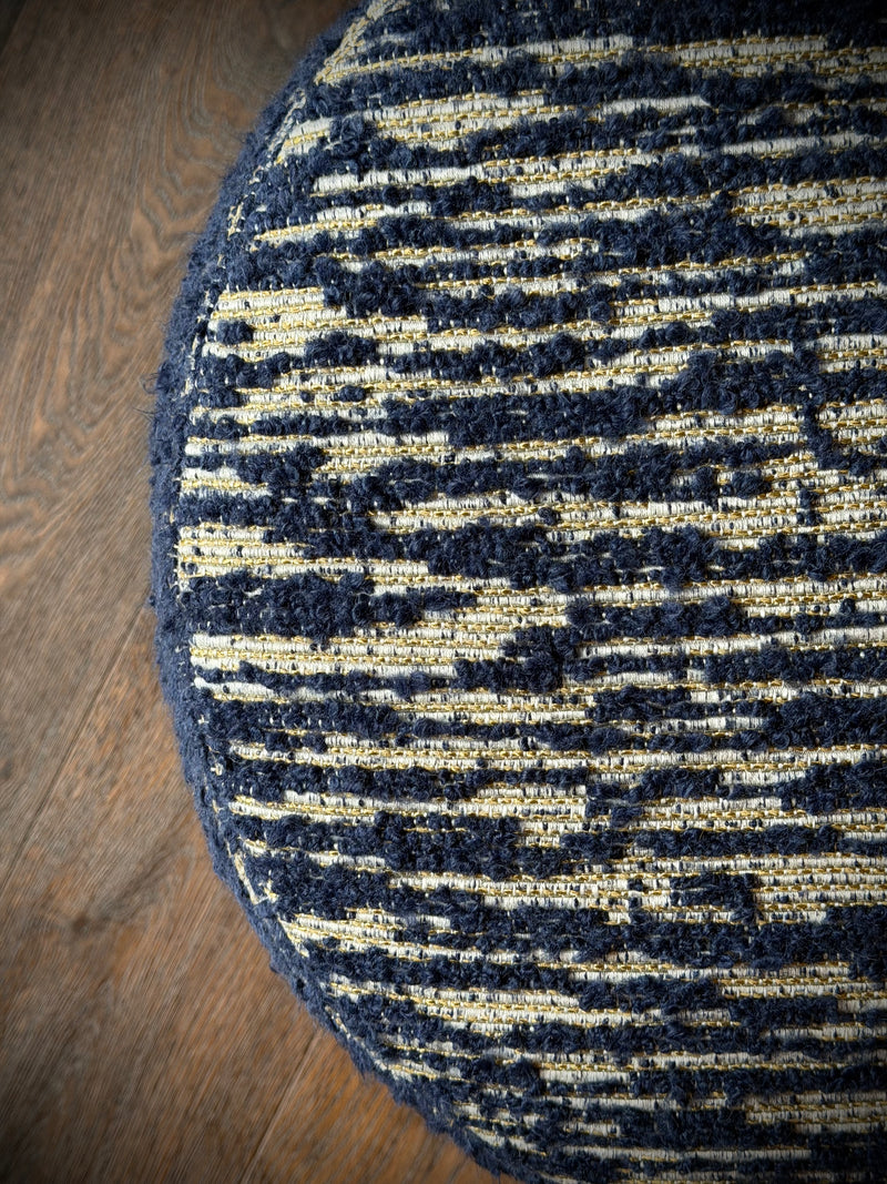 Upholstered Rounded Ottomans, Pair