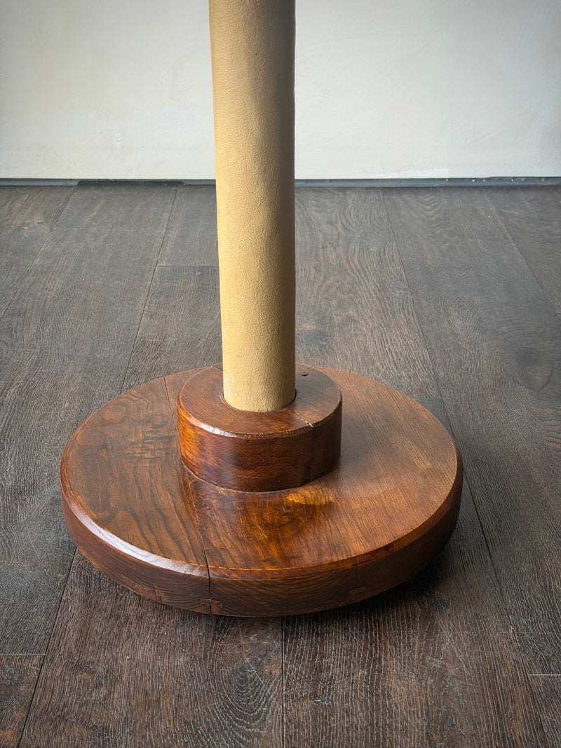 Parchment and Leather Pedestal Side Table