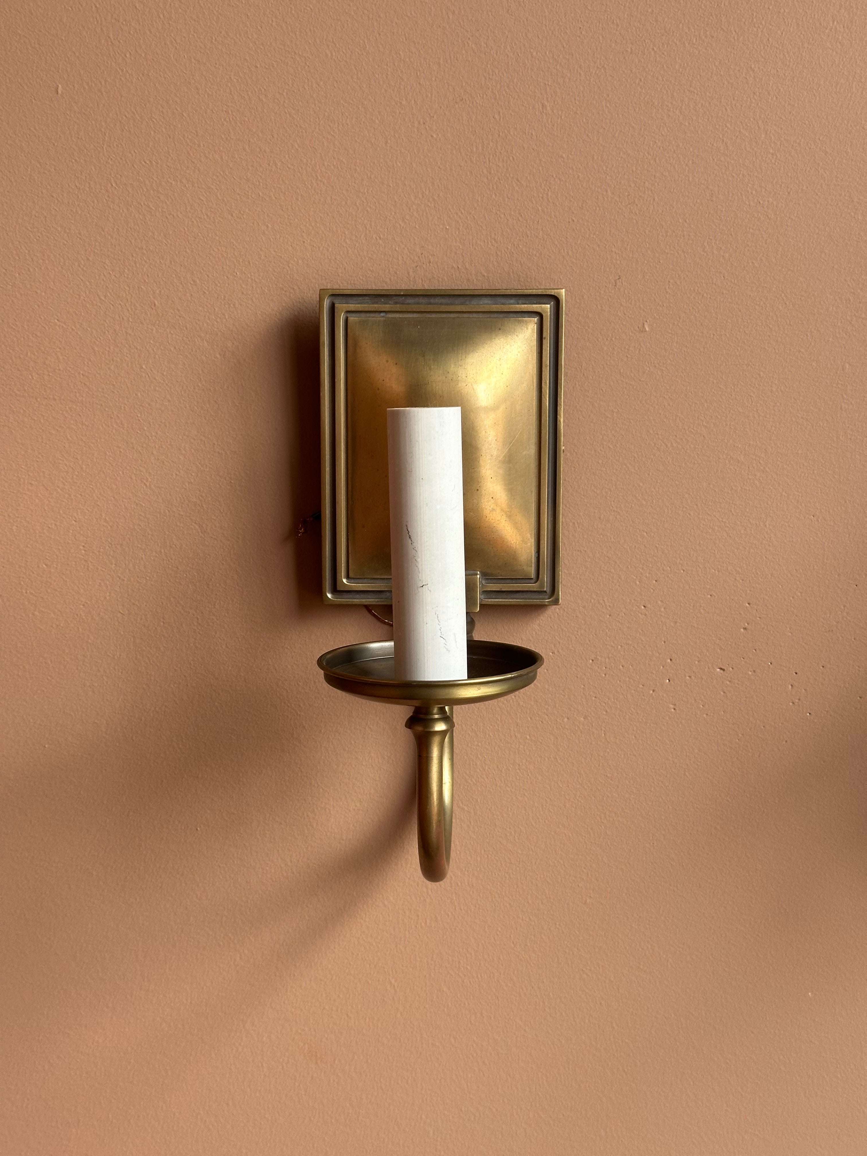 Art Deco Style Brass Sconces, Pair
