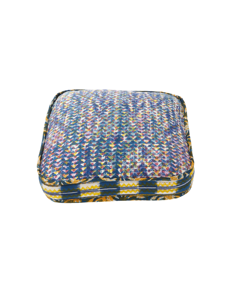 Gregory Parkinson Diamond Flower Indigo Square Pillow