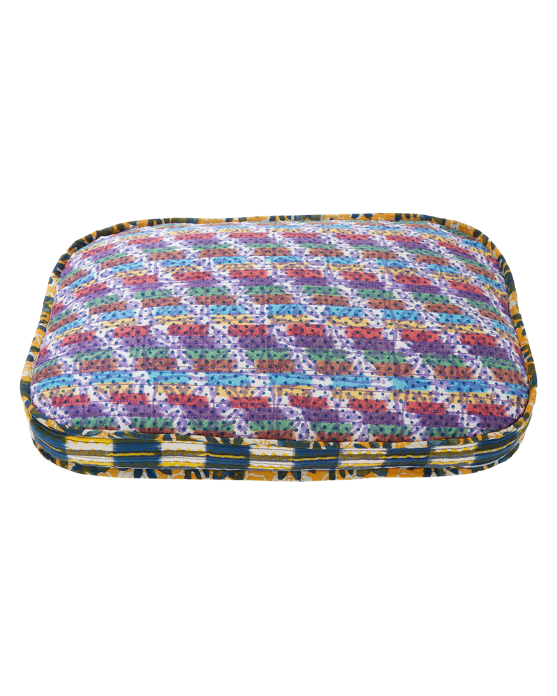 Gregory Parkinson Diamond Flower Indigo Rectangle Pillow