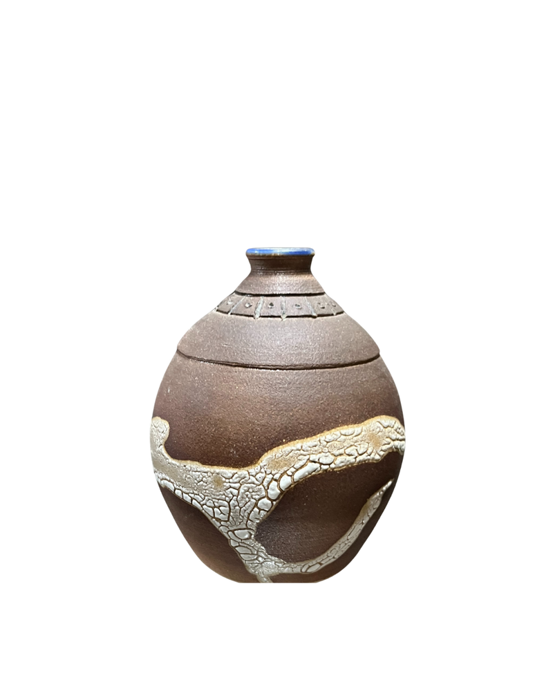 Rust and White Bud Vase