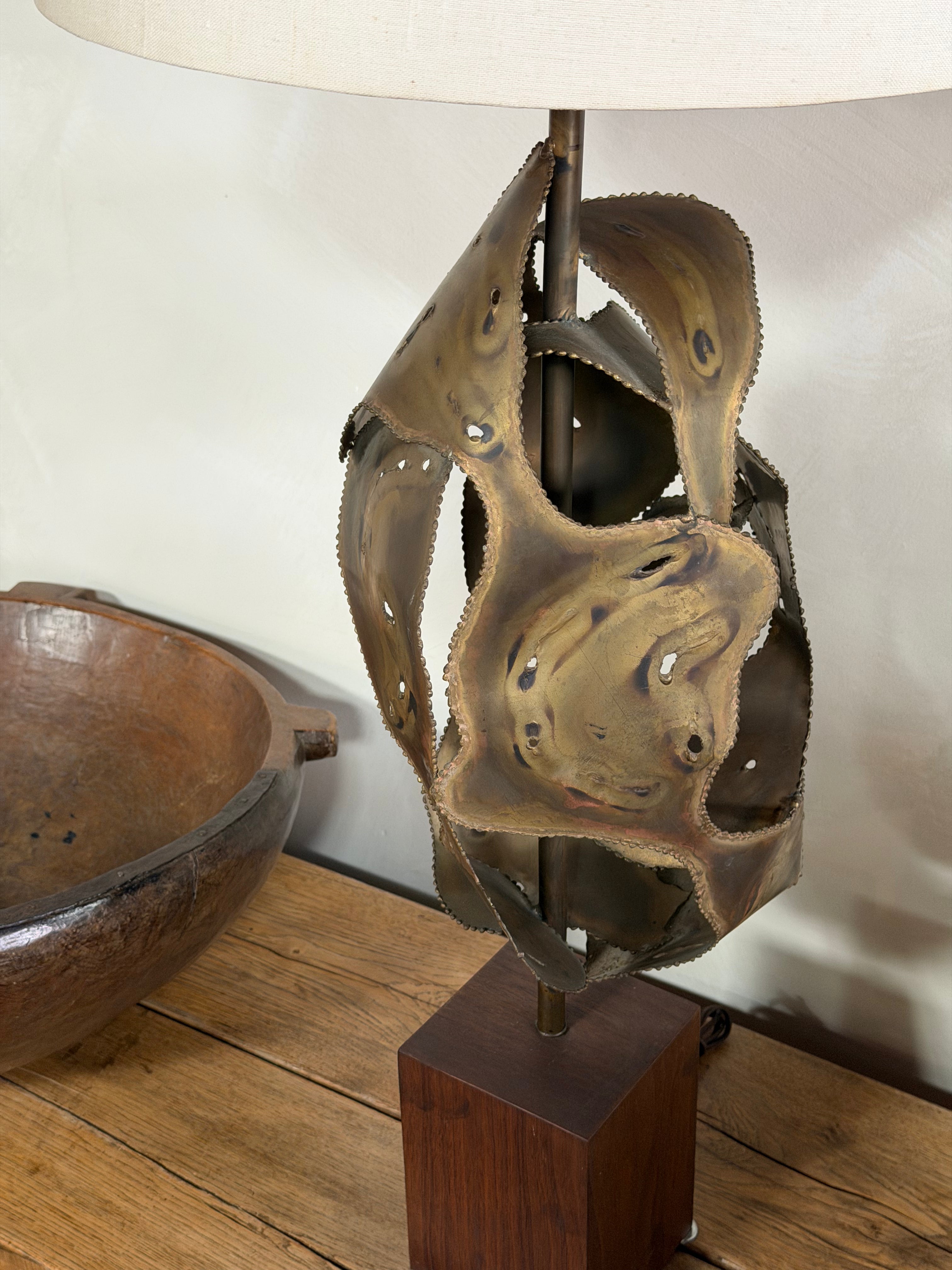 Bijan Setarrah Brutalist Brass Lamp for Laurel