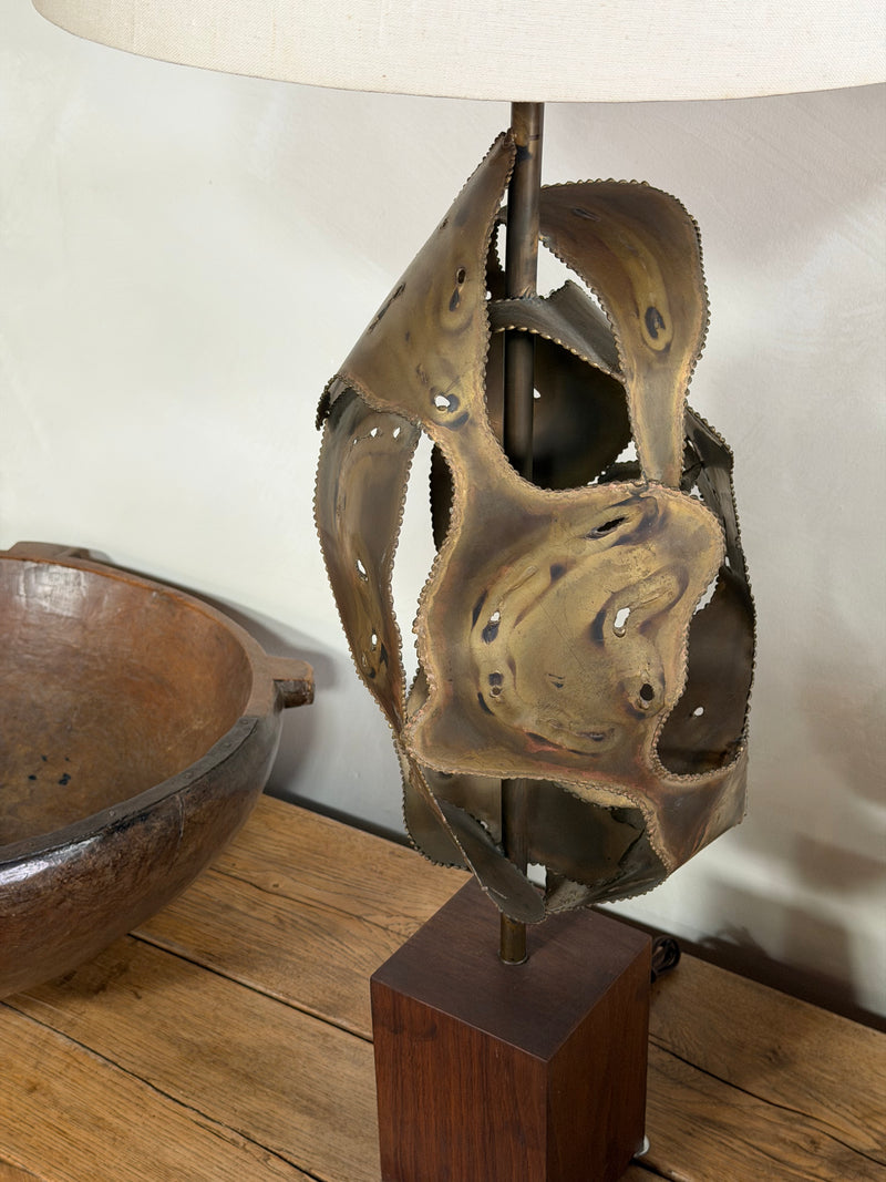 Bijan Setarrah Brutalist Brass Lamp for Laurel