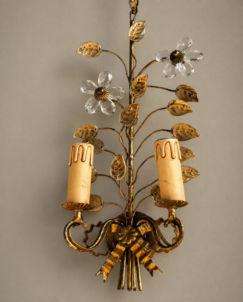 Gilded Flower Stem Sconce