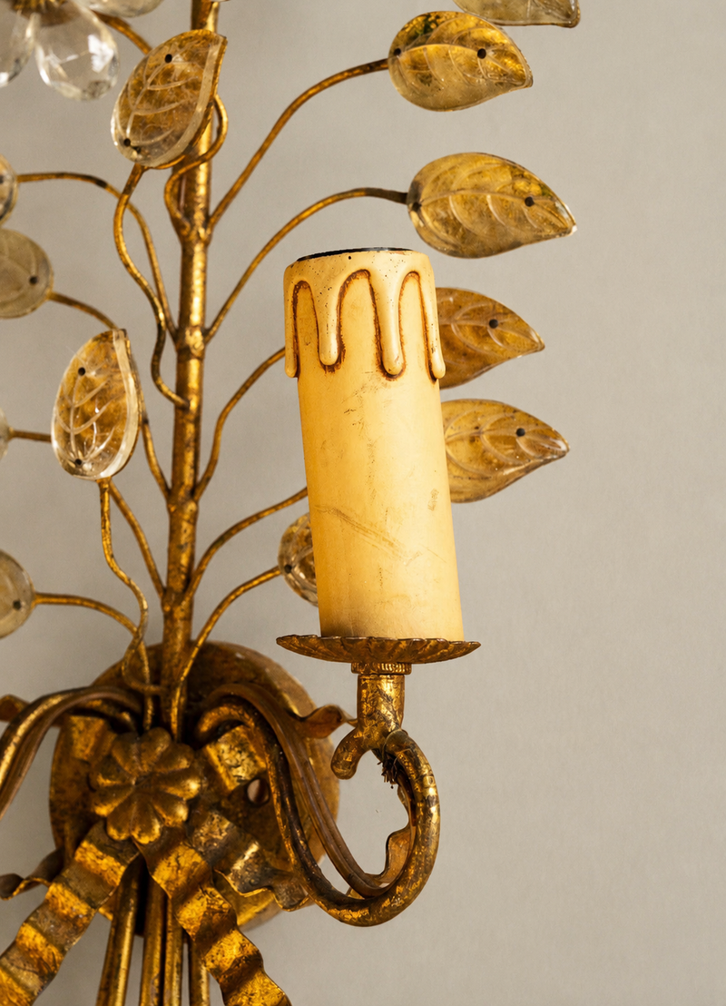 Gilded Flower Stem Sconce