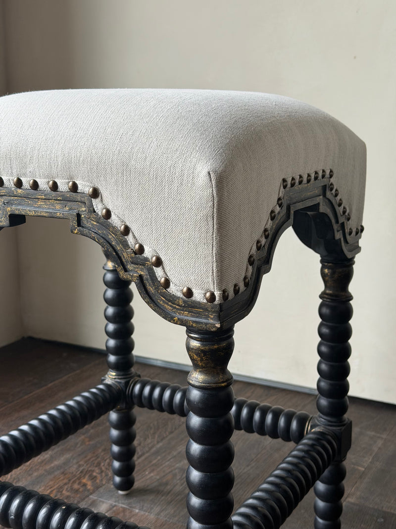 Designer Regency Style Lacquered Counter Stools, Pair