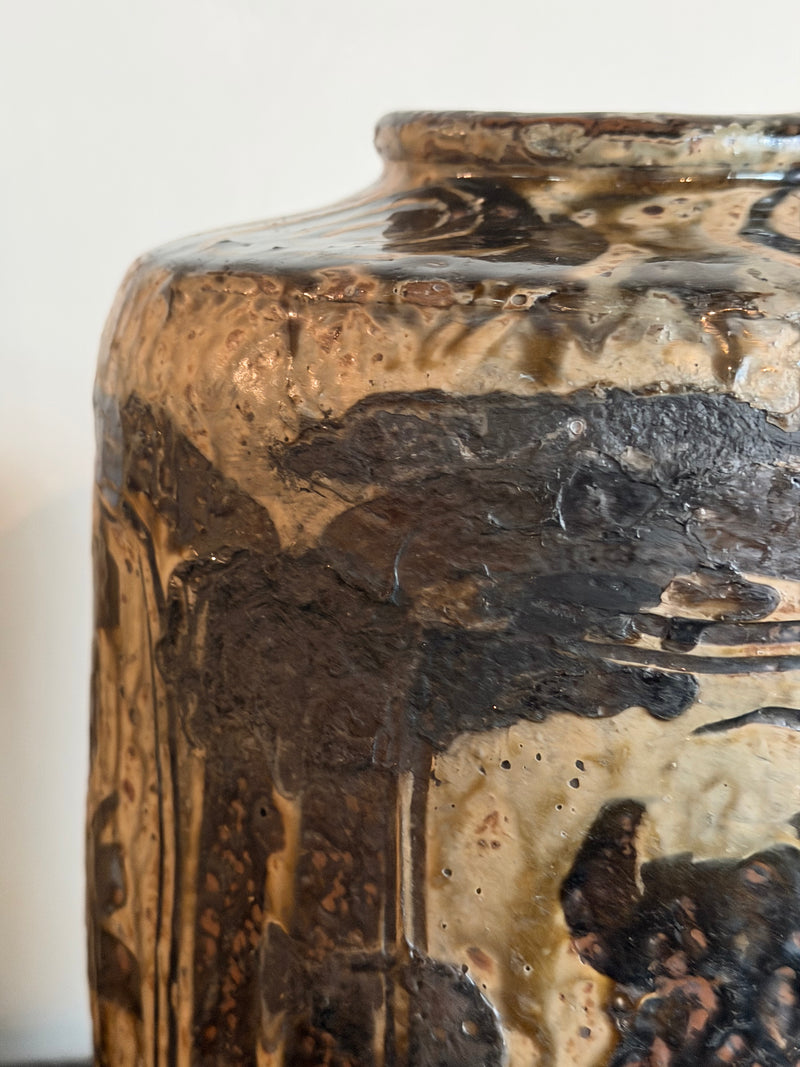 Large Vintage Glazed Stoneware Vase