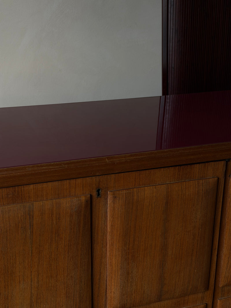 Sculpted Panel Walnut Credenza