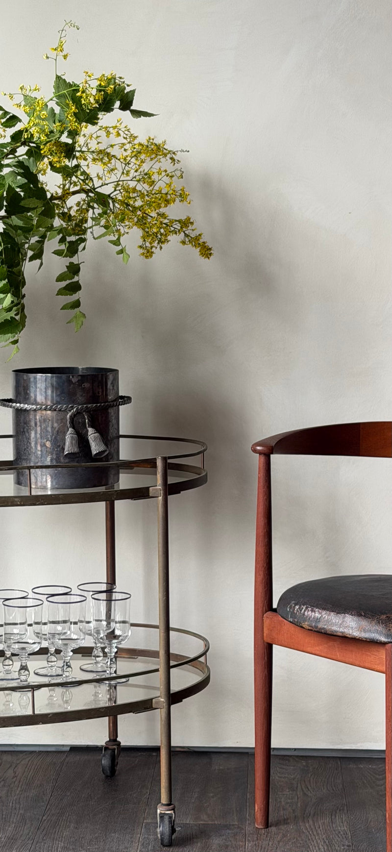 Maxwell-Phillips Two-Tier Brass Bar Cart, c. 1950s