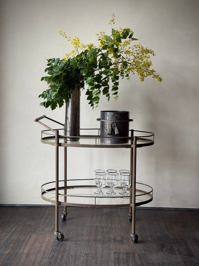 Maxwell-Phillips Two-Tier Brass Bar Cart, c. 1950s