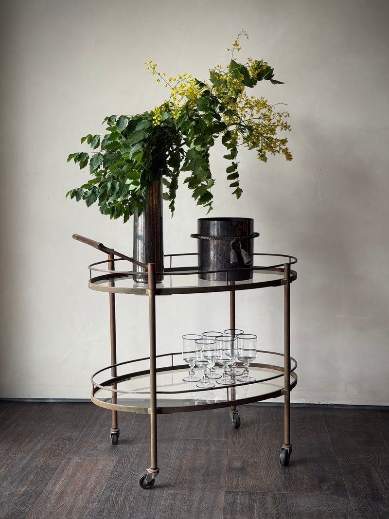 Maxwell-Phillips Two-Tier Brass Bar Cart, c. 1950s