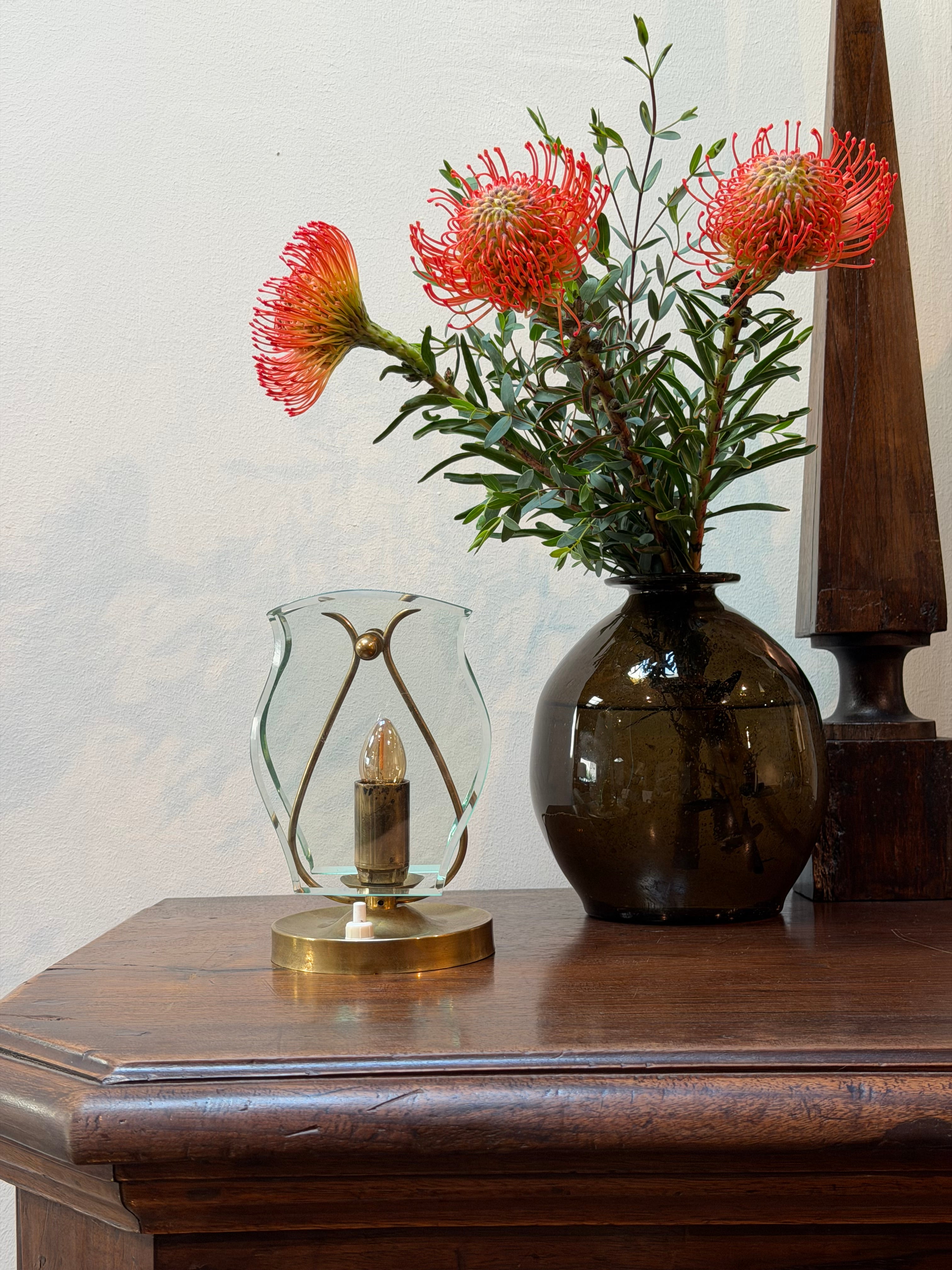Mid Century Italian Glass Table Lamp