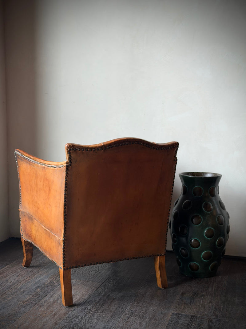1920s Leather Club Chair Attributed to Otto Schulz