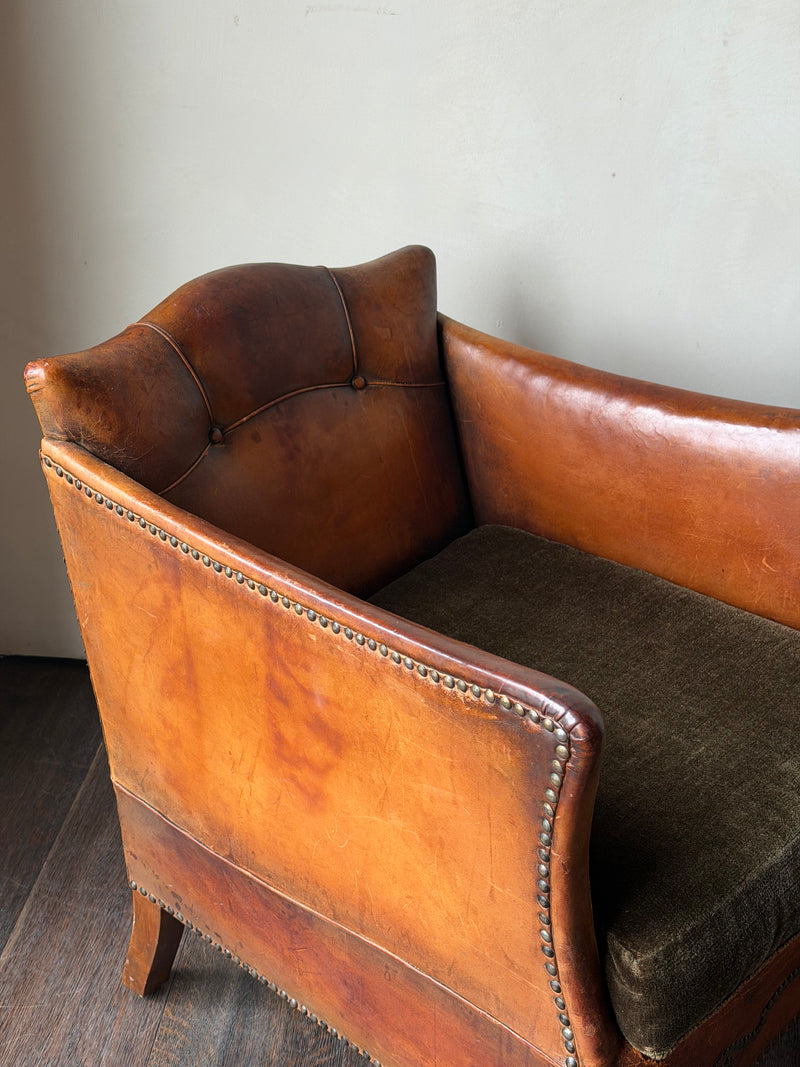 1920s Leather Club Chair Attributed to Otto Schulz