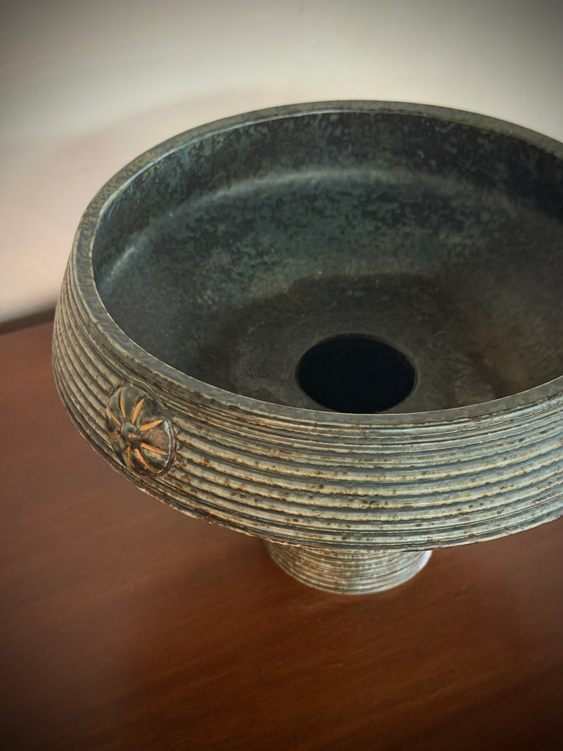 Chinese Fluted Vintage Pottery Bowl