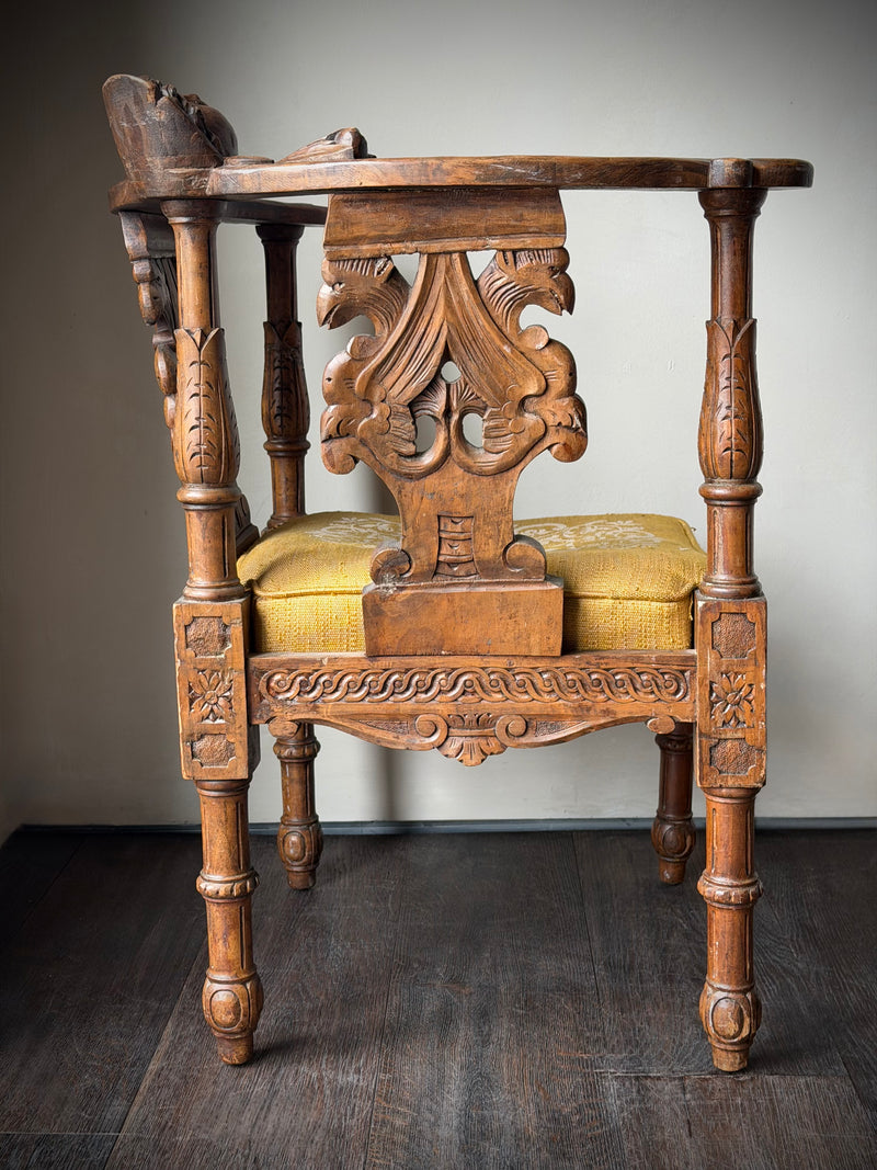 19th Century French Wood Carved Corner Chair